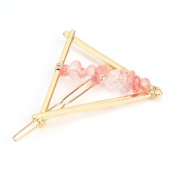 Вишневый Кварц Заколки для волос из сплава, с вишневым кварцевым стеклом, аксессуары для волос для женщин и девочек, треугольные, 60x55x40 мм