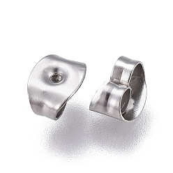 Stainless Steel Color 304 Stainless Steel Ear Nuts, Earring Backs, Stainless Steel Color, 6x4.5x3mm, Hole: 0.8mm