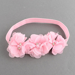 Pink Elastic Baby Headbands, with Random Color Elastic Cord, Cloth Flower Baby Girl Headband, Pink, 112mm