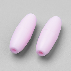 Rose Nacré Fermoirs séparatistes plastique, pour les colliers de dentition en caoutchouc de silicone, perle rose, 24x9mm, Trou: 2.5mm