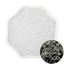 Blanco Resplandor luminoso en las cuentas de semillas cilíndricas oscuras., aerosol pintado, blanco, 2.5 mm, agujero: 1 mm, sobre 700 unidades / bolsa