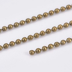 Antique Bronze Iron Ball Chains, Beads Chain, Soldered, with Spool, Lead Free & Cadmium Free & Nickel Free, Antique Bronze, 1.5mm, about 328.08 Feet(100m)/roll