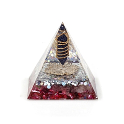 Blue Goldstone Orgonite Pyramid Resin Energy Generators, Reiki Wire Wrapped Synthetic Blue Goldstone Hexagonal Prism Inside for Home Office Desk Decoration, 60x60x60mm