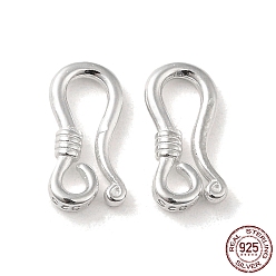 Silver 925 Sterling Silver Earring Hooks, Earring Wire with Loops, with S925 Stamp, Silver, 15 Gauge, 14x6.5x2mm, Hole: 1.6mm, Pin: 1.5mm