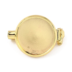 Golden Rack Plating Brass Brooch Base Settings with Steel Back Bar Pins, Flat Round, Long-Lasting Plated, Golden, Tray: 14mm, 16x21x8mm, pin: 0.7mm.