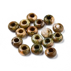 Jasper Rhyolite Jaspe rhyolitique naturelle perles européennes, Perles avec un grand trou   , rondelle, 14x7~8mm, Trou: 6mm