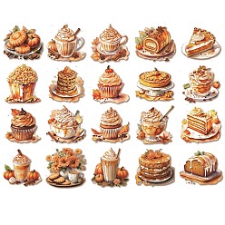 Ice Cream 40Pcs 20 Styles PET Waterproof Self Adhesive Food Decorative Stickers, for Scrapbooking, Travel Diary Craft, Ice Cream, 60x60mm, 2pcs/style