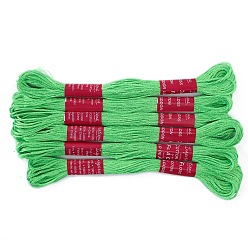 Светло-зеленый 6 мотки 6-слойная вышивка, светящийся шнур из полиэстера, вышивка нитью, светло-зеленый, 0.5 мм, 8м/моток