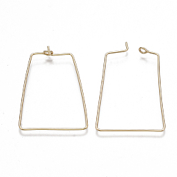 Real 18K Gold Plated Brass Earring Hooks, Trapezoid, Nickel Free, Real 18K Gold Plated, 20 Gauge, 33x25x0.8mm