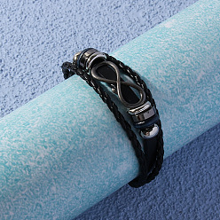 black BL284 Jewelry Fashion Woven Number Bracelet Personality Multiple Leather Bracelets