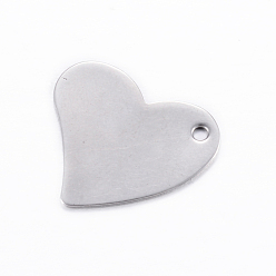 Stainless Steel Color 304 Stainless Steel Stamping Blank Tag Pendants, Heart, Stainless Steel Color, 18x17x0.8mm, Hole: 1.5mm