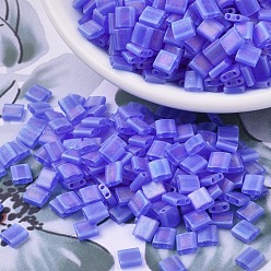(TL150FR) Matte Transparent Sapphire Blue AB MIYUKI TILA Beads, Japanese Seed Beads, 2-Hole, (TL150FR) Matte Transparent Sapphire Blue AB, 5x5x1.9mm, Hole: 0.8mm, about 590pcs/50g