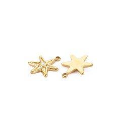 Real 14K Gold Plated Ion Plating(IP) 304 Stainless Steel Pendants, with Crystal Rhinestone, Star, Real 14K Gold Plated, 15x11x2mm, Hole: 1.5mm