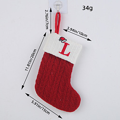 FF1-12/L Classic Red Letter Christmas Stocking Knitted Holiday Decoration Ornament