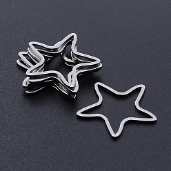 Stainless Steel Color 201 Stainless Steel Linking Rings, Laser Cut, Star, Stainless Steel Color, 20x20x1mm, Inner Size: 16x17mm
