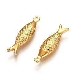 Golden 304 Stainless Steel Pendant, Fish, Golden, 21x6x2.5mm, Hole: 1.5mm