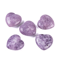 Lepidolite Natural Lepidolite Healing Stones, Heart Love Stones, Pocket Palm Stones for Reiki Ealancing, 30x30x11.5~12.5mm