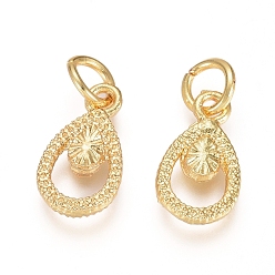 Golden Electroplated Alloy Charms, Long-Lasting Plated, with Brass Jump Ring, Teardrop, Golden, 12.5x7x2mm, Hole: 3.5mm