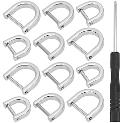 Platinum Gorgecraft Alloy D-Ring Shackles Clasps, with Iron Screwdriver, with Plastic Handles, Platinum, Clasps: 19~26x21~27mm, Inner Diameter: 13~19mm