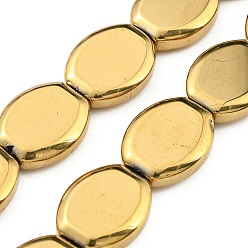 Gold Full Plated Electroplate Glass Beads Strands, Oval, Gold, 17x13.5x4.5mm, Hole: 1.2mm, about 37pcs/strand, 24.80 inch(63cm)