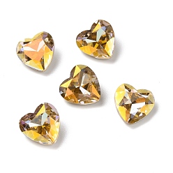 Light Juicy Peach AB Стеклянные кабошоны со стразами в стиле AB, задние и задние, сердце, светло-сочный персик, 10x10x5.5 мм