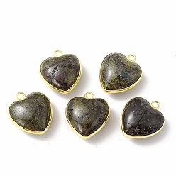 Dragon Blood Natural Dragon Blood Pendants, with Golden Plated Brass Findings, Heart Charms, 18~19x15~17x7~10mm, Hole: 2mm