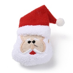 Santa Claus Christmas Theme Wool Cloth Brooches, with Iron Pins, for Backpack Clothes, Santa Claus, 82x60x23mm