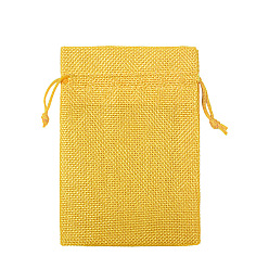 Goldenrod Linenette Drawstring Bags, Rectangle, Goldenrod, 14x10cm