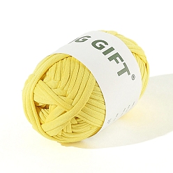 Yellow Polyester Cloth Yarn, For Hand Knitting Thick Thread, Crochet Cloth Yarn, Yellow, 5mm, about 32.81 Yards(30m)/Skein