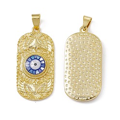 Royal Blue Natural Shell Pendants, Oval Charms with Evil Eye, Dyed, with Rack Plating Golden Tone Brass Findings, Long-Lasting Plated, Royal Blue, 36x17x4mm, Hole: 6x4mm