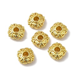 Real 18K Gold Plated Rack Plating Alloy Beads, Long-Lasting Plated, Square, Real 18K Gold Plated, 6x6x3mm, Hole: 1.6mm