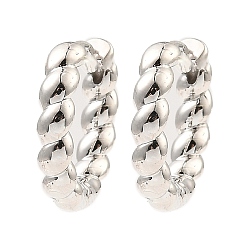 Платина Латунные серьги обруча, твист кольцо, платина, 13.5x15x3 мм