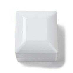 White Rectangle Plastic Ring Storage Boxes, Jewelry Ring Gift Case with Velvet Inside and LED Light, White, 5.9x6.4x5cm
