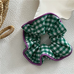 J144-C17 Green Plaid Зеленые резинки для волос в клетку с цветочными тканевыми резинками для хвоста и пучка