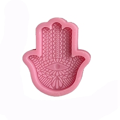 Flamingo Hamsa Hand with Evil Eye DIY Candle Silicone Molds, Car Freshie Molds, for Aroma Beads, Scented Candle Making, Flamingo, 67x59x10mm