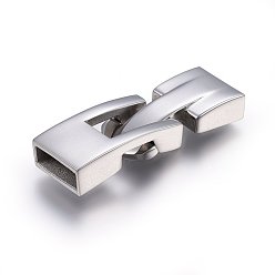 Stainless Steel Color 304 Stainless Steel Snap Lock Clasps, Stainless Steel Color, 33x12x5mm, Hole: 3x10mm
