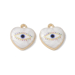 Белый Стойки обшивки сплава эмали подвески, cmолой, сердце с оберегом от сглаза, без кадмия, без никеля и без свинца, белые, 16x14x4 мм, отверстие : 1.8 мм