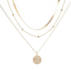 golden Fashionable and Minimalist Multi-layer Lotus Pendant Necklace - Blade Chain Necklaces for Women.