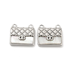 Stainless Steel Color 304 Stainless Steel Charms, with Shell, Bag Charm, Stainless Steel Color, 12x13x3mm, Hole: 1.4mm