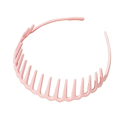 Pink Simple Plastic Hair Bands with Teeth, Non-slip Hair Accessories for Women Girls, Pink, 140x120x35mm