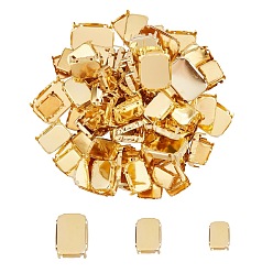 Золотой 201 нержавеющая сталь для пришивания зубцов, настройки когтей для остроконечных страз, прямоугольные, золотые, лоток : 13~23x9~16 мм, 13.5~24x9.5~17x5.5~8 мм, отверстие : 1~1.5 мм, 180 шт / коробка