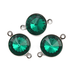 Зеленый Подвески-коннекторы со стеклянным конусом, с 304 установками из нержавеющей стали, цвет нержавеющей стали, зелёные, 10.5x16x5.5 мм, отверстие : 1 мм