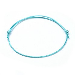 Cyan Eco-Friendly Korean Waxed Polyester Cord Bracelet Making, Cyan, 10-5/8 inch~11 inch(27~28cm), 1mm