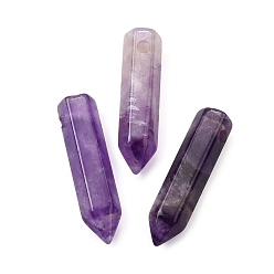 Аметист Природный аметист отметил кулоны, подвески с гранеными пулями, 40~41x10.5x9.5 мм, отверстие : 3 мм