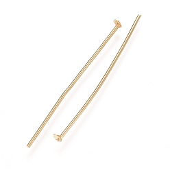 Golden 304 Stainless Steel Flat Head Pins, Golden, 30x0.6mm, 22 Gauge, Head: 1.4mm