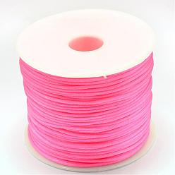 Hot Pink Nylon Thread, Rattail Satin Cord, Hot Pink, 1.0mm, about 76.55 yards(70m)/roll