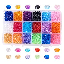 Misty Rose PandaHall Elite Acrylic Rhinestone Pointed Pointed Back Cabochons, Faceted, Diamond, Misty Rose, 6x3mm, about 230~250/compartment, 4140~4500pcs/box