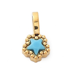 Сапфир 304 прелести нержавеющей стали, со стразами, ионное покрытие (ip), звезда, реальный 14 k позолоченный, сапфир, 12x6.5x4 мм, отверстие : 4.5x3 мм