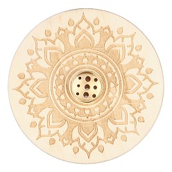 Floral White Wooden Flower Pattern Incense Holder for Sticks, with Brass Holder, Meditation Aromatherapy Furnace Home Decor, Floral White, 100x5mm