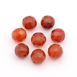 Carnelian Natural Carnelian Round Strands, Faceted, Dyed & Heated, 6mm, Hole: 1mm, about 68pcs/strand, 15.7 inch